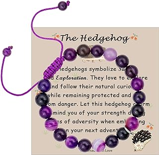 Amethyst Bead Chain Bracelet with Lobster Claw Clasp and Animal Charms for Women and Girls