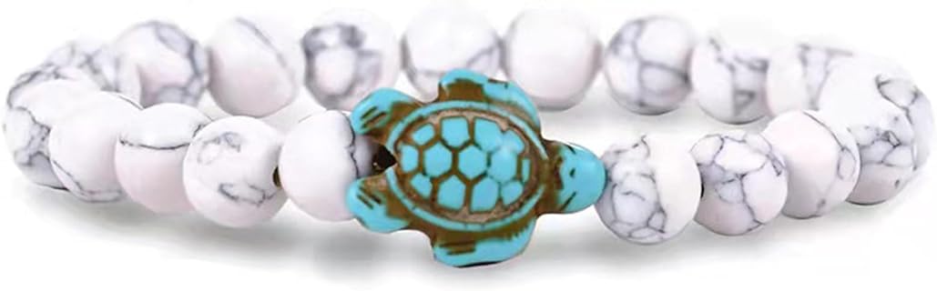 Agate Stone Turtle Bead Bracelet with Rope and Bead Chain for Sea Life Enthusiasts - Unique Ocean-Inspired Design
