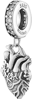 Anatomical Heart Organ 925 Sterling Silver Charm Bead For Pandora & Similar Charm Bracelets or Necklaces
