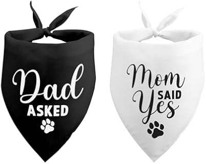Yegifeyct Dog Engagement Bandana in Lightweight Cotton, Pack of 2, Perfect for Dog Lovers, Fun Wedding Announcement Design