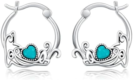 Genuine Turquoise Hoop Earrings Turtle/Dolphin/Celtic Knot/Feather 925 Sterling Silver for Women Gemstone December Birthday Jewelry Gifts