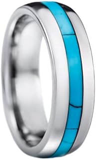 Tungsten Carbide Turquoise Inlay 6mm Comfort Fit Ring/Wedding Band