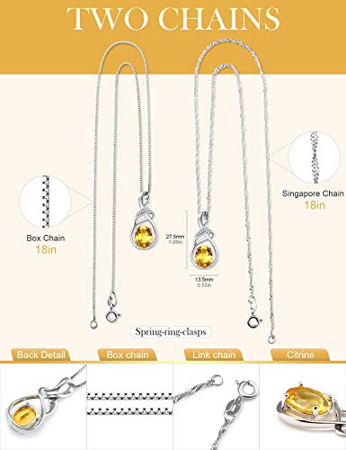 Valentine's Day Gifts Fine Jewelry Natural Gemstone Swiss Blue Topaz Amethyst Citrine Peridot Opal Sterling Silver Pendant Necklace Gifts for Women