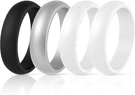 ThunderFit Silicone Wedding Bands for Women, Dome Unique Anniversary Rings 5.5mm Wide 2mm Thick - 1/2/3/4/5/6/7/8/12 Variety Multipack