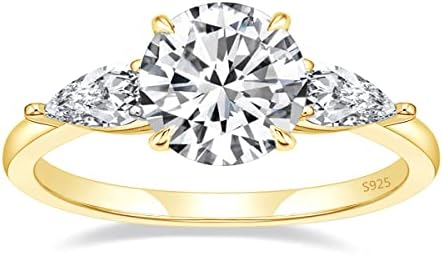 EAMTI 2CT 925 Sterling Silver Engagement Rings for Women Round Cut 3-Stone Promise Rings for Her Cubic Zirconia CZ Wedding bands Size 3-11