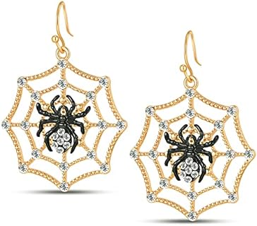 WOWORAMA Halloween Earrings for Women Cute Vintage Halloween Themed Drop Dangle Earrings Spider Web Pumpkin Witch Bat Earrings Halloween Jewelry Gifts for Women Girls