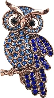 Gyn&Joy Womens Crystal Rhinestones Perched Owl Bird Brooch Pin