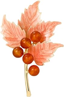 Elegant Maple Leaf Brooch Pin for Women Girls Gold Plated Fashion Enamel Leaves Fruit Ball Brooches Lapel Pins Vintage Dress Accessories Autumn Graduation Wedding Party Jewelry Gift