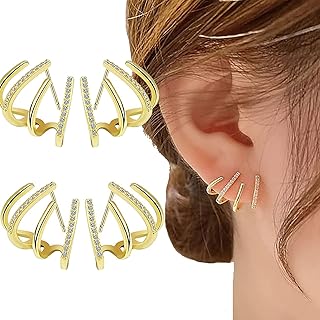 Boucles d'oreilles originales pour femmes par ZIRCONMATE, en argent avec griffes et zircons, hypoallergéniques et sans nickel, parfaites pour ajouter du caractère à votre tenue