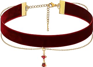 Sacina Gothic Red Choker, Red Choker Necklace for Women, Velvet Choker, Goth Choker, Chokers Gothic, Halloween Necklace, Christmas New Year Jewelry Gift For Women