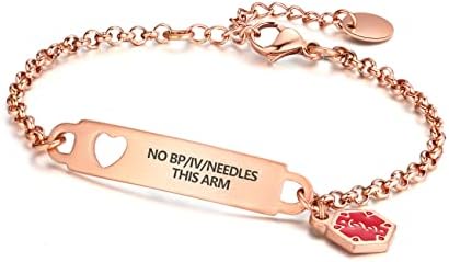 Divoti Pre-Engraved Simple Rolo Chain Medical Alert id Bracelet for Women