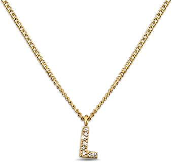 GD GOOD.designs Buchstaben-Anhänger Gold für Damen, 18K vergoldete Kette mit Zirkonia, verstellbar 40-45 cm, hautverträglich und wasserfest – Perfekt als Valentinstag-Geschenk für sie und ihn