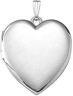 Spring Ring Clasp Diamond Locket Necklace | Sterling Silver Heart Shaped | Rope Chain | For Loved Ones | PicturesOnGold.com Extra Large Size Locket