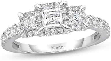 Elegant SISGEM 3-Stone Princess Cut Moissanite Kidney Stone Wedding Ring in 10K/14K/18K White Gold - Adjustable Size & Engraved Name Customization