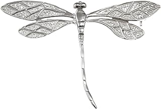 Elegant Pin Clasp Sterling Silver Dragonfly Brooch for Sophisticated Wear, Versatile Design, Ideal Gift in Classic Sterling Silver, No Gem Inclusion