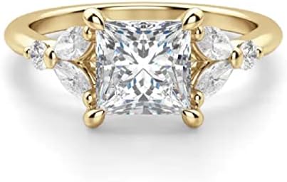 10K Solid Yellow Handmade Engagement Ring 1 CT Princess Cut Moissanite Diamond Solitaire Wedding/Bridal Ring for Women/Her Propose Rings