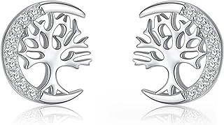 S925 Sterling Silver Gold Plated Ladybug Stud Earrings with Cubic Zirconia for Women with Push-Back Design