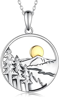 Nature-Inspired Sterling Silver Mountain Necklace Gift for Outdoor Enthusiasts, Featuring Cable Chain - Ideal for Skiers, Hikers, Campers, Climbers and Nature Lovers