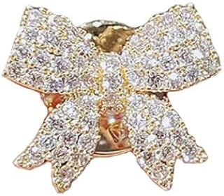 Cute CZ Bow Knot Lapel Brooch Pin for Women Girls Rhinestone Ribbon Bow Badges Brooches Pins Dainty 14k Gold Plated Christmas Jewelry Gifts for Shawl Dress Cardigan Clothes Accessory