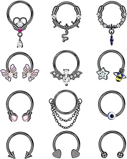 Bat Nose Ring from JOERICA Featuring Cubic Zirconia Accents in Stainless Steel - Versatile and Hypoallergenic Jewelry for Men and Women