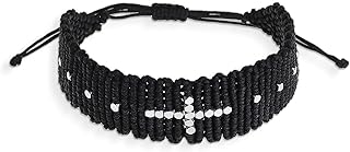 Agriajun Gold Cross Charm Bracelet for Men, Women, and Girls with Braided Chain and Spring Ring Clasp, Handcrafted, Waterproof, Stainless Steel Surfer Beach Jewelry Gift