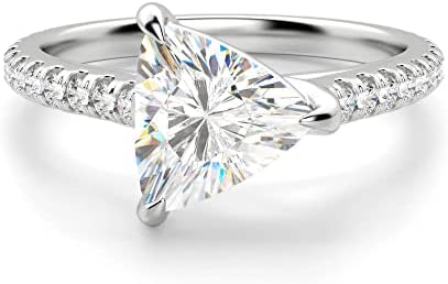 2.5 CT Trillion Moissanite Engagement Ring Wedding Bridal Ring Set Solitaire Accent Halo Style 10K 14K 18K Solid Gold Sterling Silver Anniversary Promise Ring Gift for Her