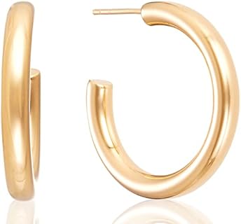Hinged Hoop Back 14K Gold Colette Earrings for Women, Comfortable Classic Hoop Design without Gemstone, Infinity Style Earrings (24mm*3mm)