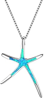 Blue Opal Shark Pendant Necklace with Box Chain in 925 Sterling Silver for Women, Ocean-Themed Design