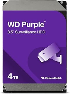 WD Purple™, Disco Duro 4TB SATA Con Capacidad de 4000GB, Compatible con Ordenadores de Escritorio, Ideal para Sistemas de Seguridad y Vigilancia, Portátil y de Tamaño 3,5 Pulgadas