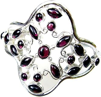 Natural Garnet & Sterling Silver Rope Chain Bangle Bracelet for Women, Handmade in India, Size 6.5-8 Inch