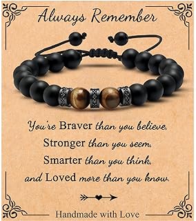 Lobster Claw Clasp Inspirational Link Bracelet for Men - Stainless Steel Beaded Chain - Perfect Gift for Birthday, Anniversary, Graduation, Christmas for Him, Boyfriend, Husband, Dad, Son, Brother, Grandson