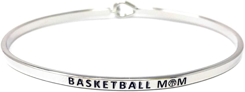 Elegant Brass Bangle Bracelet with Inspiring Mom Message, Rope Chain and S Hook Clasp