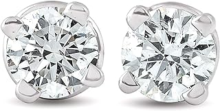 14k White Gold 1/4 Ct T.W. Screw Back Round-Cut Diamond Studs Lab Grown Women's Earrings