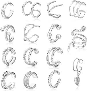15 Pieces Gold Ear Cuff Earring Set, Dainty Non Piercing Clip On Cartilage Earrings, Lightweight Statement Jewelry Gifts for Women Teen Girls
