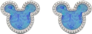 Disney Jewelry Mickey or Minnie Mouse Sterling Silver Synthetic Opal Stud Earrings