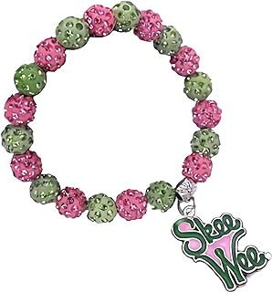 LAOBOYS JEWELLERY Alpha Kappa Alpha Paraphernalia Sorority Gift Alpha Kappa Alpha Pearl Bracelet AKA Birthday Graduation Gifts AKA Charm Bracelet for Girls Women (Green Bead Bracelet Style 2)