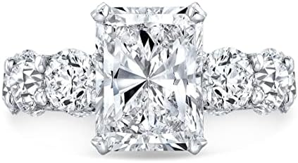10K Solid White Gold Handmade Engagement Ring, 10 CT Radiant Cut Moissanite Diamond Solitaire Wedding/Bridal Rings Set for Women/Her Propose Rings by Siyaa Gems