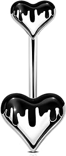 OUFER Belly Button Rings, 316L Stainless Steel Belly Rings, 14G Belly Button Piercing, Heart Belly Piercing Jewelry, Navel Rings for Women Sexy Girl