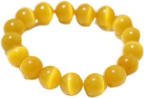 Natural Cat's Eye Stone Bracelet Crystal Gemstone Beaded Stretch Bracelet Round Beads Beaded Yoga Bracelets for Womens Mens