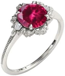 1.5 CT Art Deco Ruby Engagement Ring 18k Gold Ruby Wedding Ring Antique Floral Leaf Style Ruby Bridal Ring Vintage Ruby Engagement Ring For Women