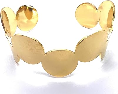 Stainless Steel Bangle Bracelet Set for Women Girls, Fashion Cuff Bracelets with Round Disc Charm Silver