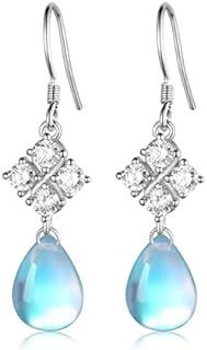 Moonstone Earrings for Women,925 Sterling Silver Moonstone Teardrop Earrings,Moonstone Dangle Earrings Jewelry Gifts for Women Girls Mom Daughter Wife