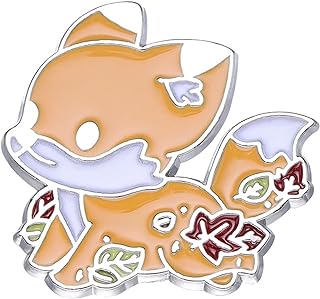 Cute Maple Fox Brooch,Autumn Fox Pin Fox and Fall Leaves Brooch Cartoon Animal Badges Pins Clothing Hat Bag Accessories for Christmas Jewelry Gifts