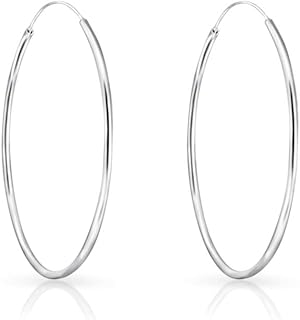 DTPsilver Boucles d'Oreilles Créoles Argent pour Femme et Homme, 925 Argent Sterling, 35mm de Diamètre, Épaisseur 1.5mm, Idéales pour un Usage Quotidien avec Élégance Intemporelle