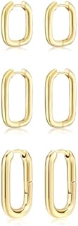 Versatile 14K Gold-Plated Hoop Earrings Set for Women, Everyday Brass Hinged Hoop Design, Sized 17mm - Perfect Gift for Ladies