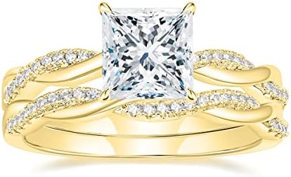 Mameloly 2ct Wedding Rings for Women Princess Cut Bridal Ring Sets Cubic Zirconia Engagement Rings Twisting Infinity Pave Set Size 4-12