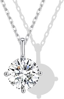 Lobster Clasp 1CT Moissanite Diamond Pendant Necklace, White Gold Plated Sterling Silver, Adjustable Length, for Women, Elegant Design