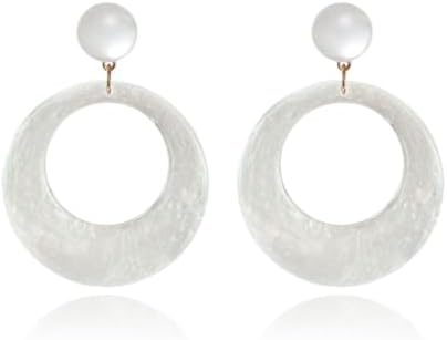 70s Earrings Retro White Acrylic Hoop Earrings 70s Accessories for Women 70s Jewelry Disco Outfits for Women