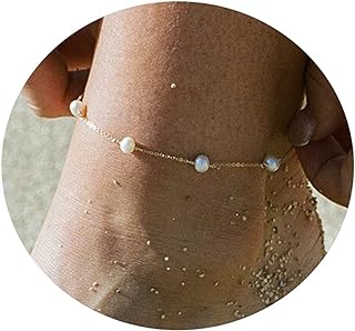 Dainty 18K Gold-Plated Stainless Steel Mauzew Ankle Bracelet for Women with Lobster Claw Clasp and Box Chain - Charming Layered Coin Design - Water-Proof, Ideal for Beach and Summer Wear