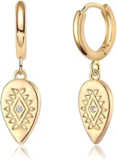 MEVECCO Tiny Cross Hoop Earrings 14K Gold Plated Dainty Minimalist Simple Faith Cross Dangle Huggie Earrings For Women Girls Jewelry Gift